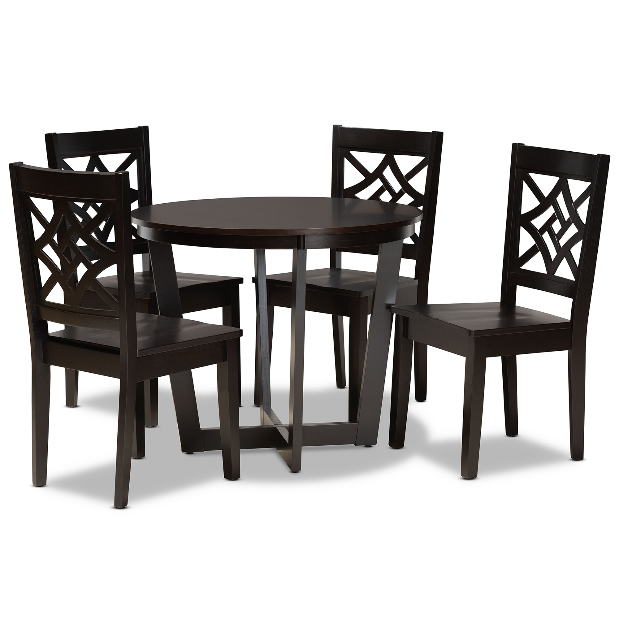 Baxton Studio Brava Modern and Contemporary Dark Brown Finished Wood 5-Piece Dining Set